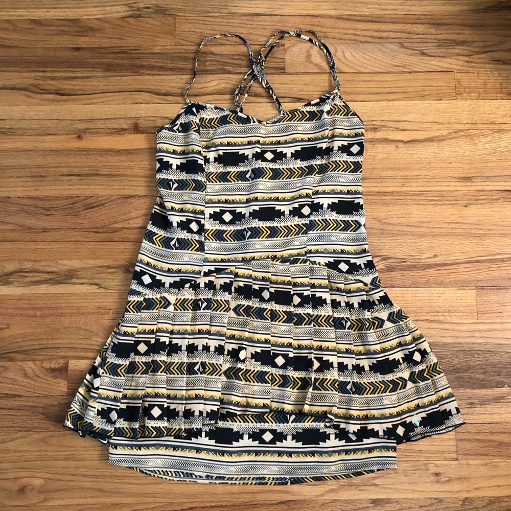 Volcom dress cross back tank spring summer mini tribal print festival boho